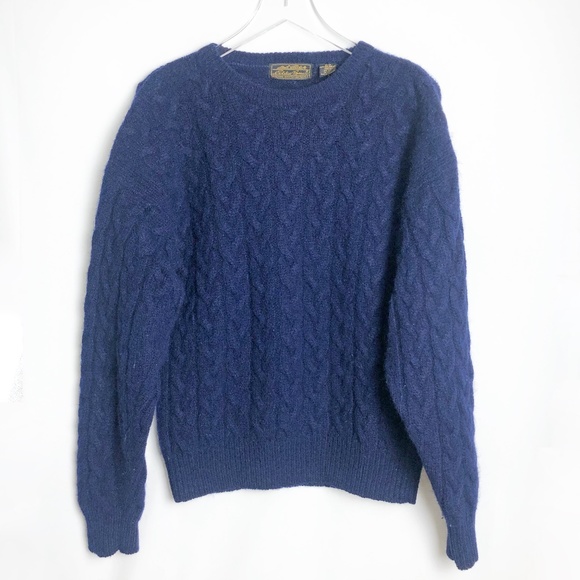Eddie Bauer Sweaters - Eddie Bauer | Blue Cable Knit 100% Wool Sweater M